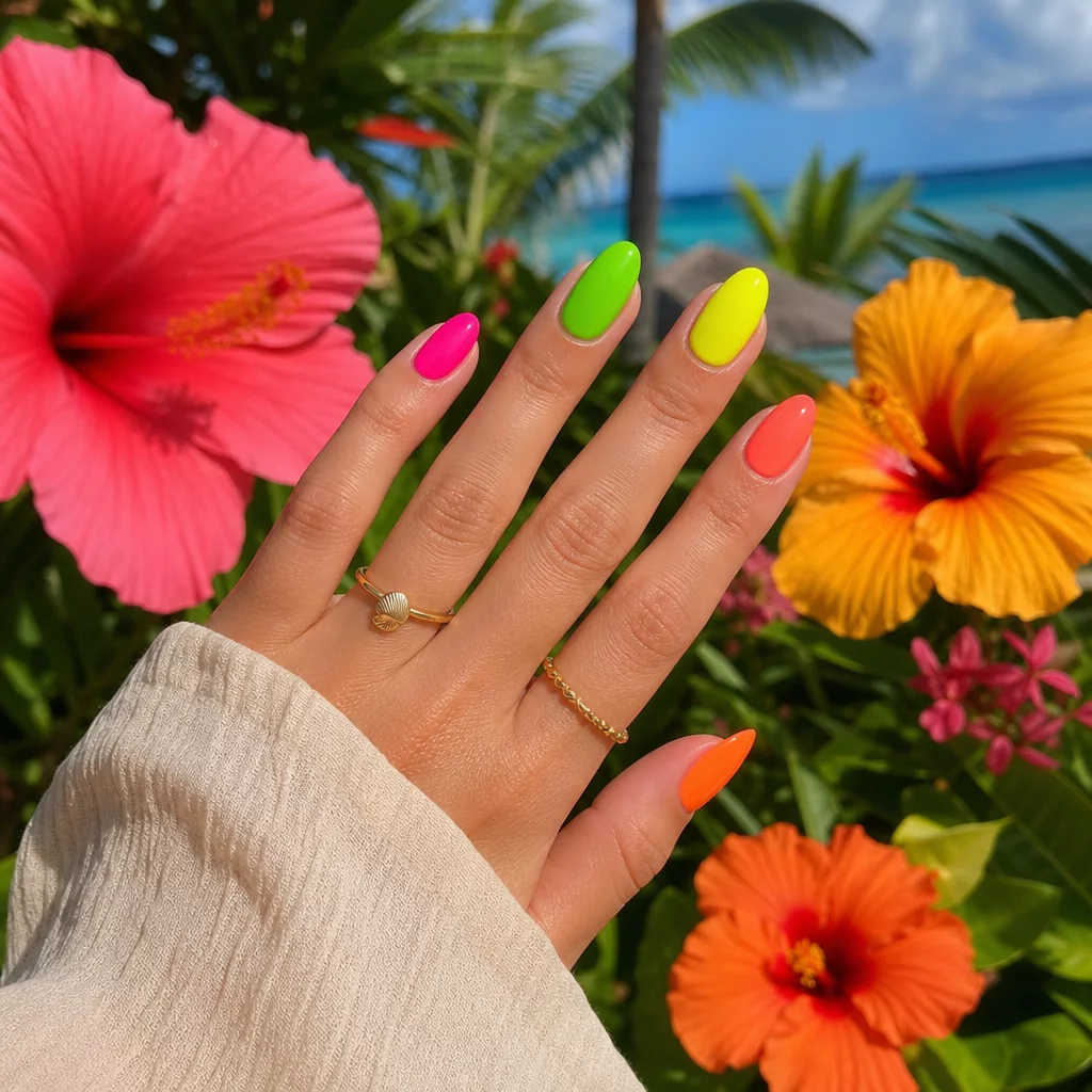 Trendy Summer Nail Ideas Everyone Is Copying This Year 1. Bright Neon Colors