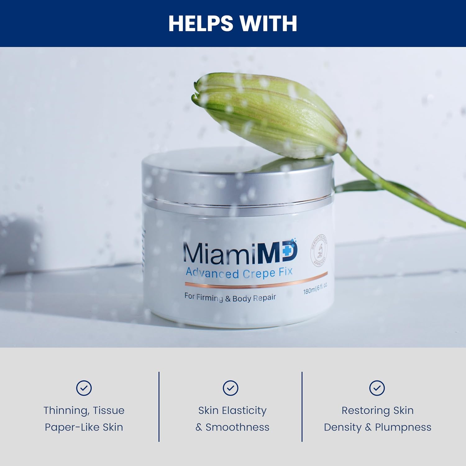 MiamiMD Advanced Crepe Fix: Anti Aging and Skin Firming Cream For All Skin Types Cruelty Free, Paraben Free Skin Care 180 ml (6 fl oz) 3 PACK Gallery Photo 3