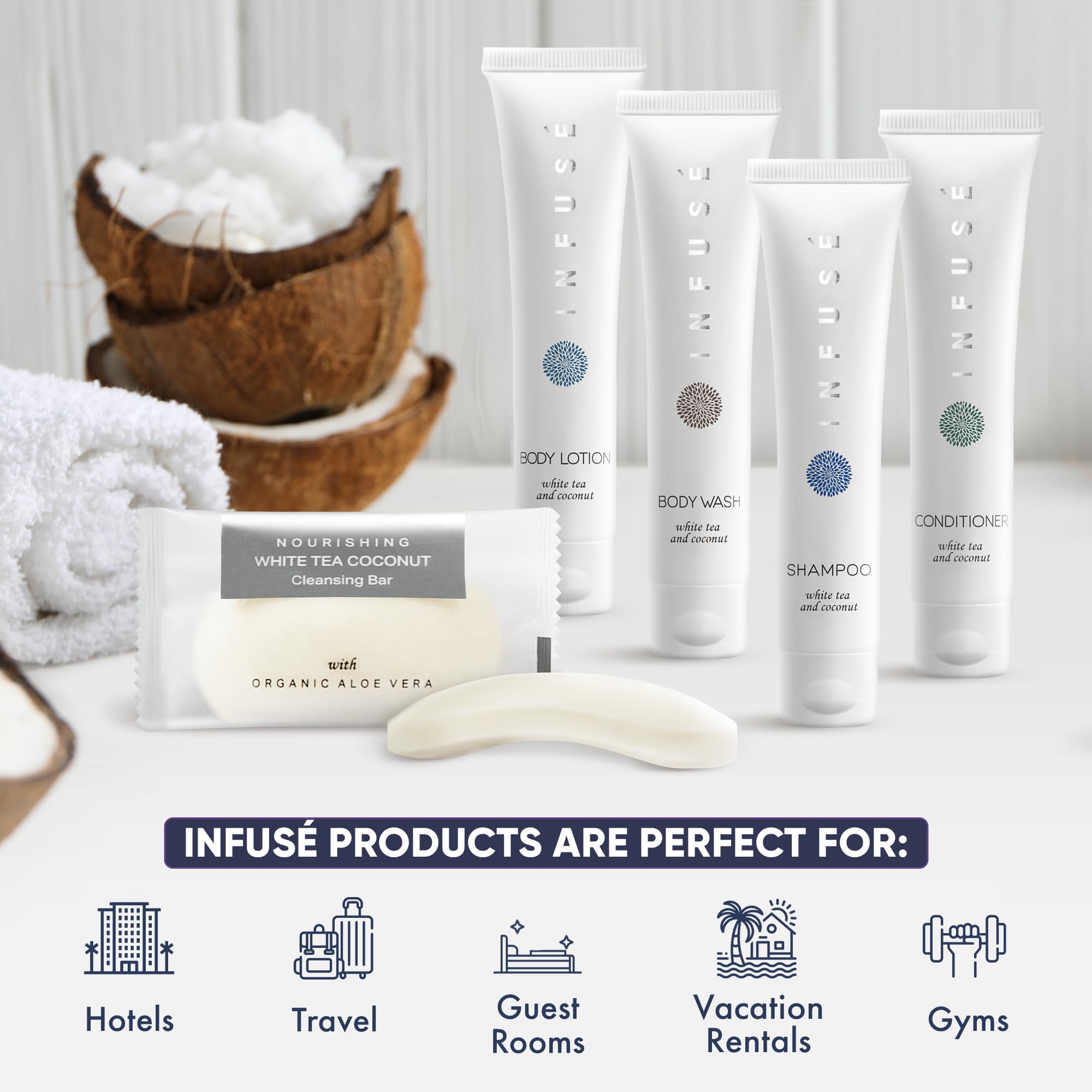 Terra Pure INFUSÉ Hotel Toiletries, Shampoo & Conditioner Amenity Set, 150Piece Gallery Photo 2