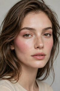 Blush shade swatches with a placement diagram for an oval face shape